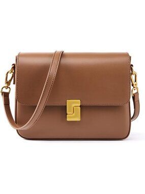 Women's Brown Leather Shoulder Crossbody Handbags with Adjustable Strap